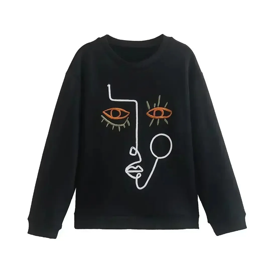 2024 New Fashion Women's Sweatshirts - Beauty Girls Print Casual O-Neck Hoodies & Chic Pullovers