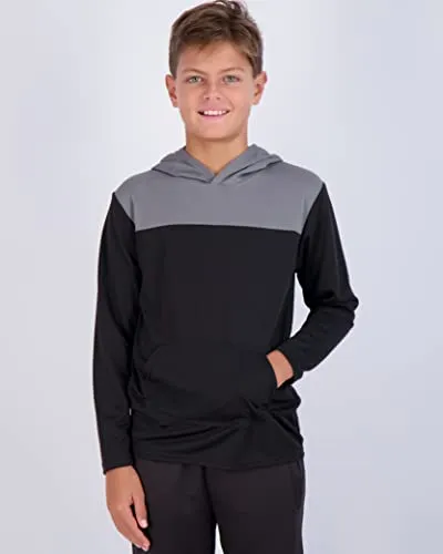 3 Pack: Boys Girls Youth Teen Mesh Dry Dri Fit Long Sleeve Active Athletic Hoodie Sweatshirt Tops Gym Basketball Clothes Wicking Sweater Uniform Clothes Kids Plain Ninos Warm Soft -Set 1, XS (4/5)