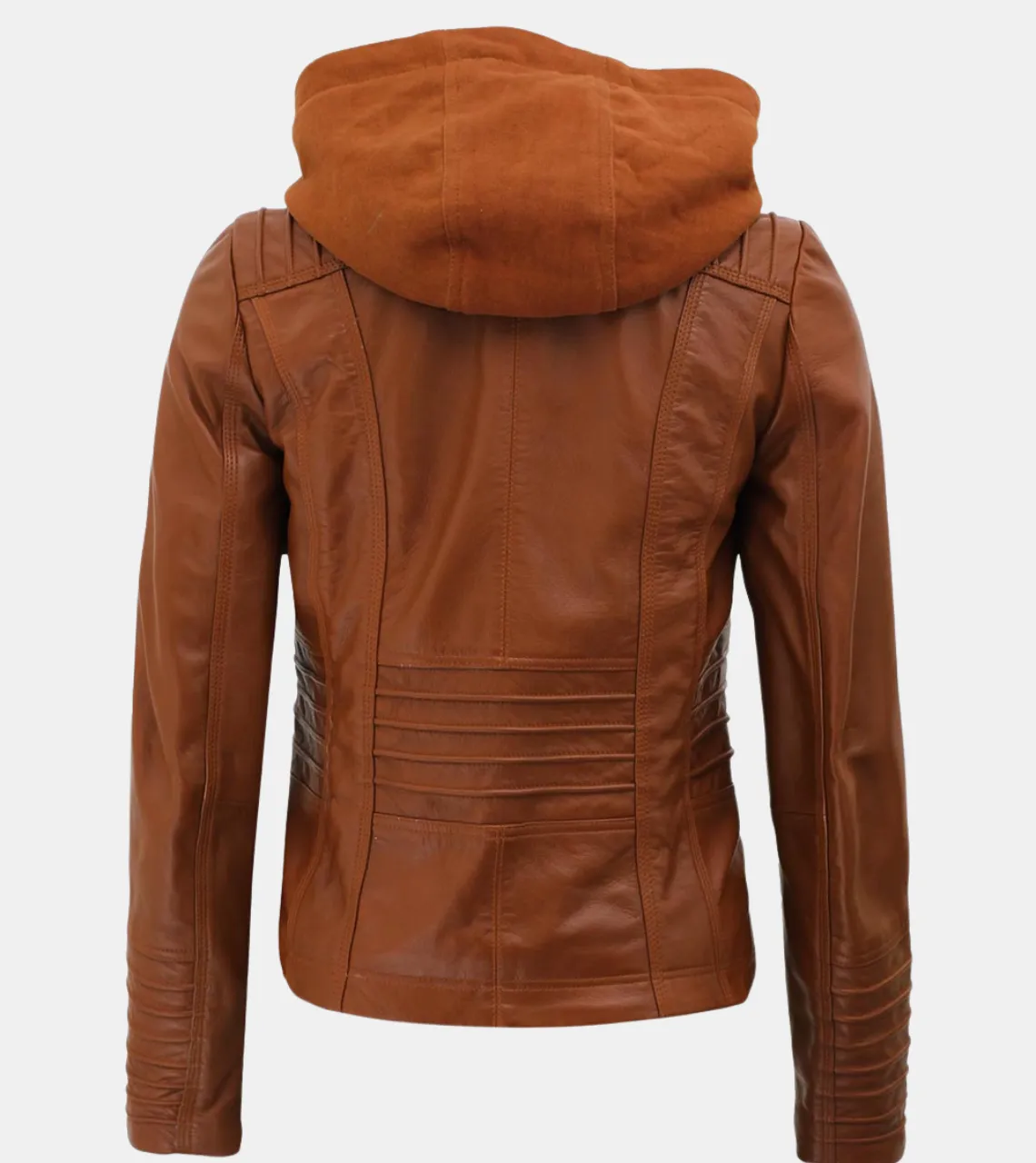 Aria Women's Removable Hooded Brown Leather Jacket