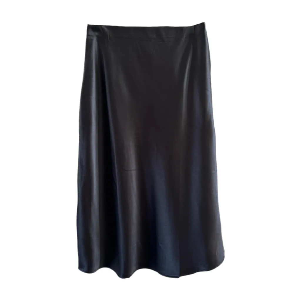 AUTUMN SATIN MIDI SKIRT - BLACK