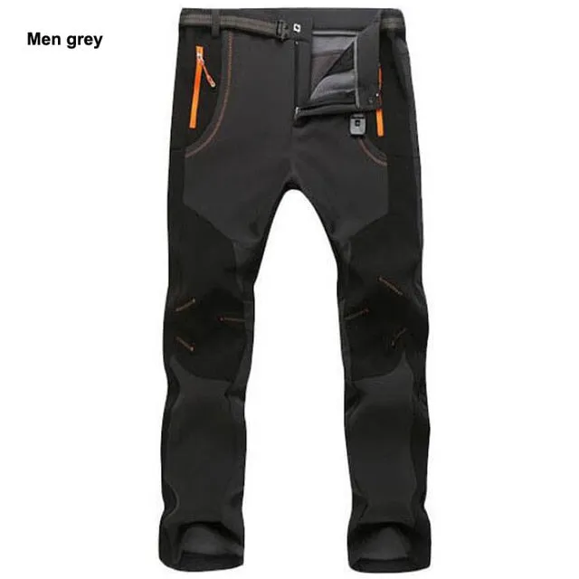 Autumn Winter Thick Fleece Pants Men Outdoor Warm Waterproof Windproof Breathable Soft Shell Trousers Sports