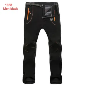 Autumn Winter Thick Fleece Pants Men Outdoor Warm Waterproof Windproof Breathable Soft Shell Trousers Sports