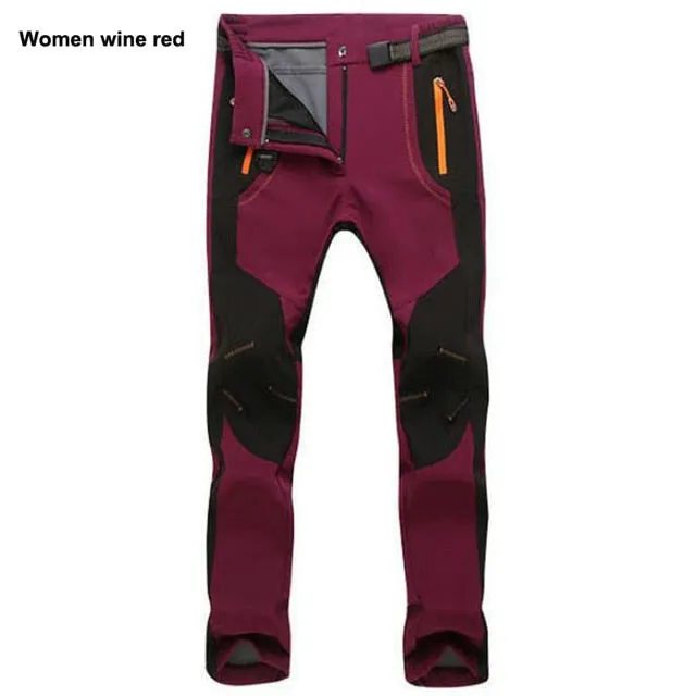 Autumn Winter Thick Fleece Pants Men Outdoor Warm Waterproof Windproof Breathable Soft Shell Trousers Sports