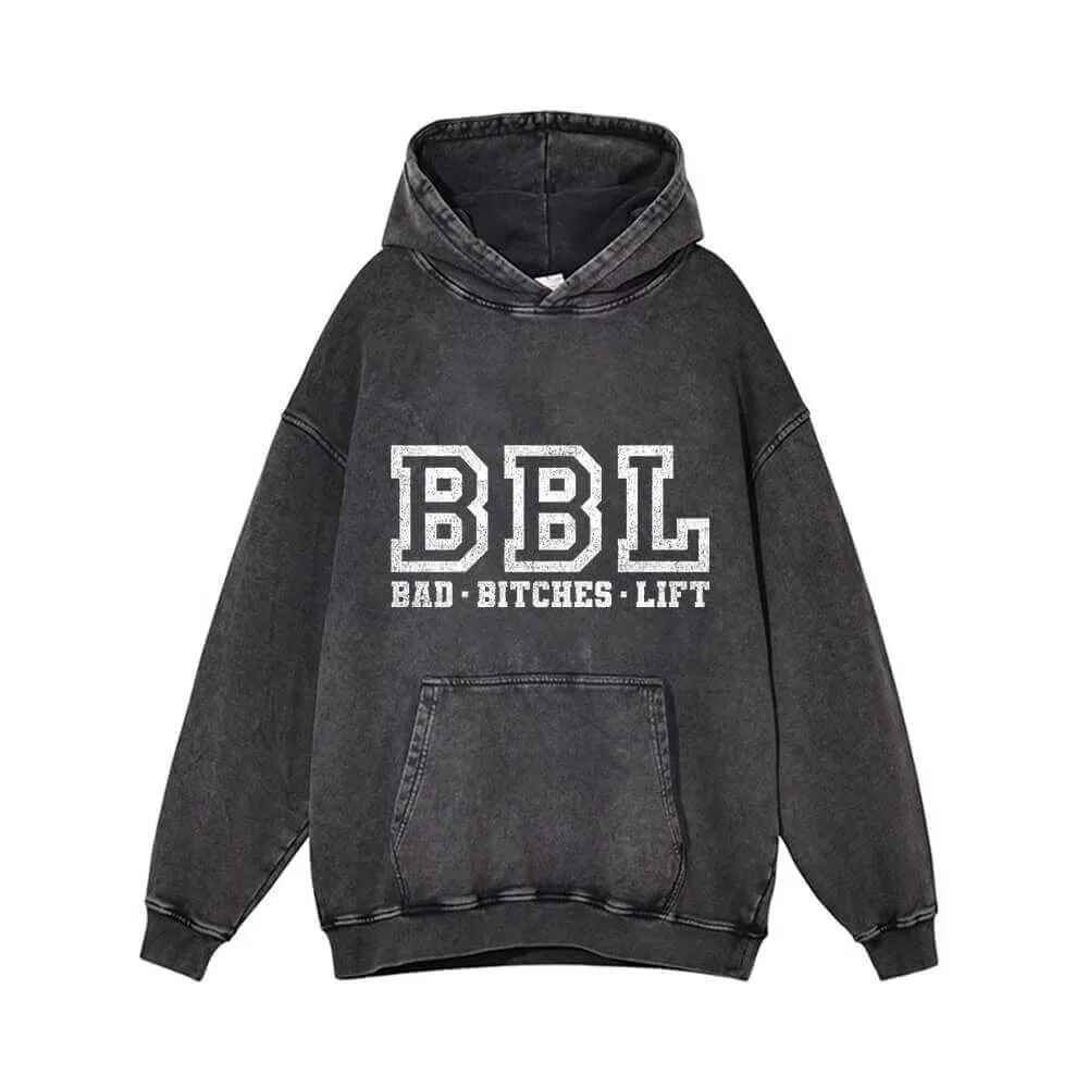 Bad Bitches Lift Vintage Washed Hoodie