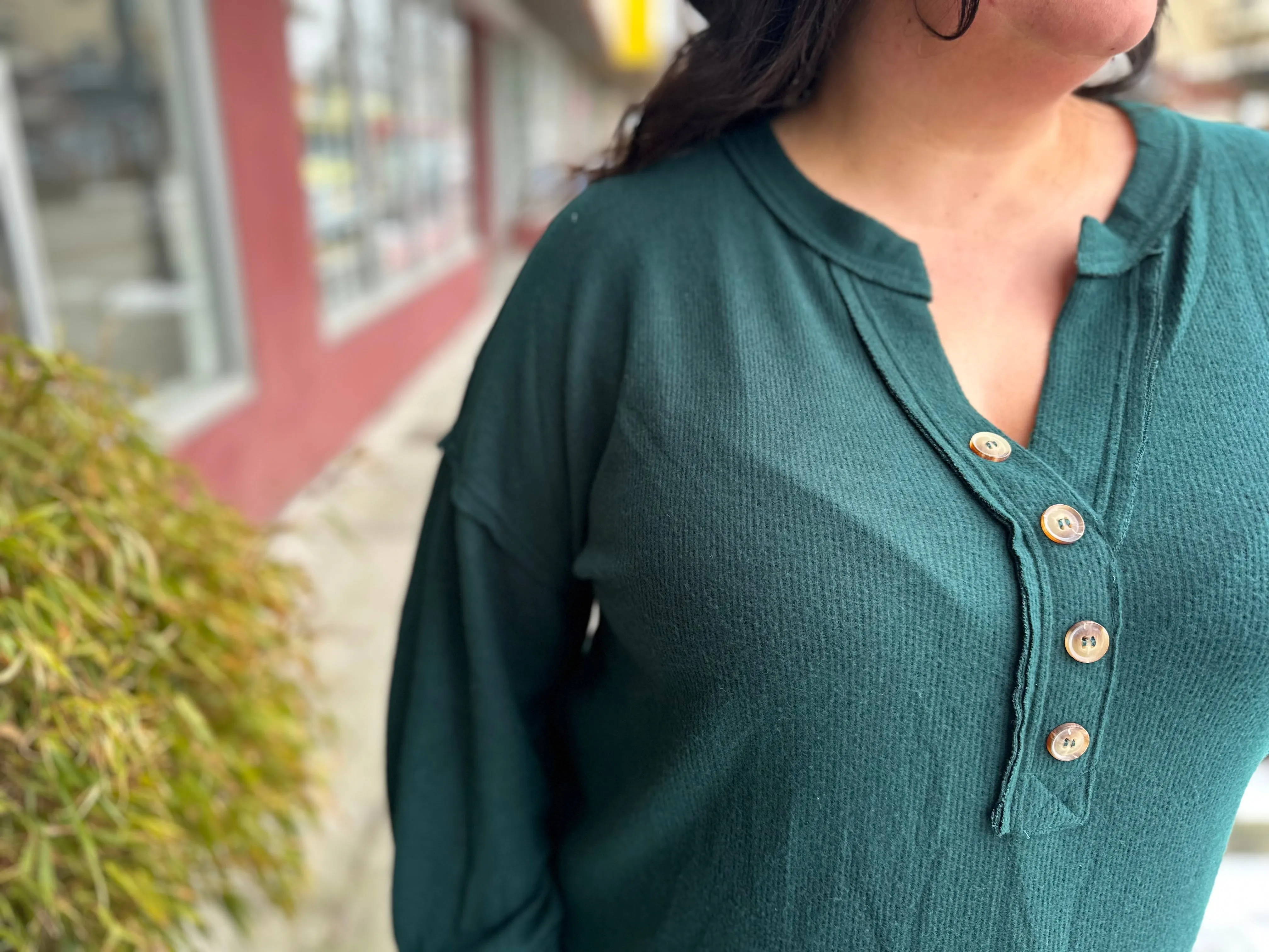 Brandy V Neck Long Sleeve Knit Top | Hunter Green