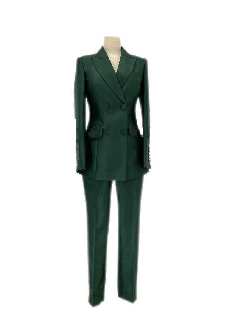 Double-Breasted Business Pantsuit - Women Trouser Suits - Trouser Suit