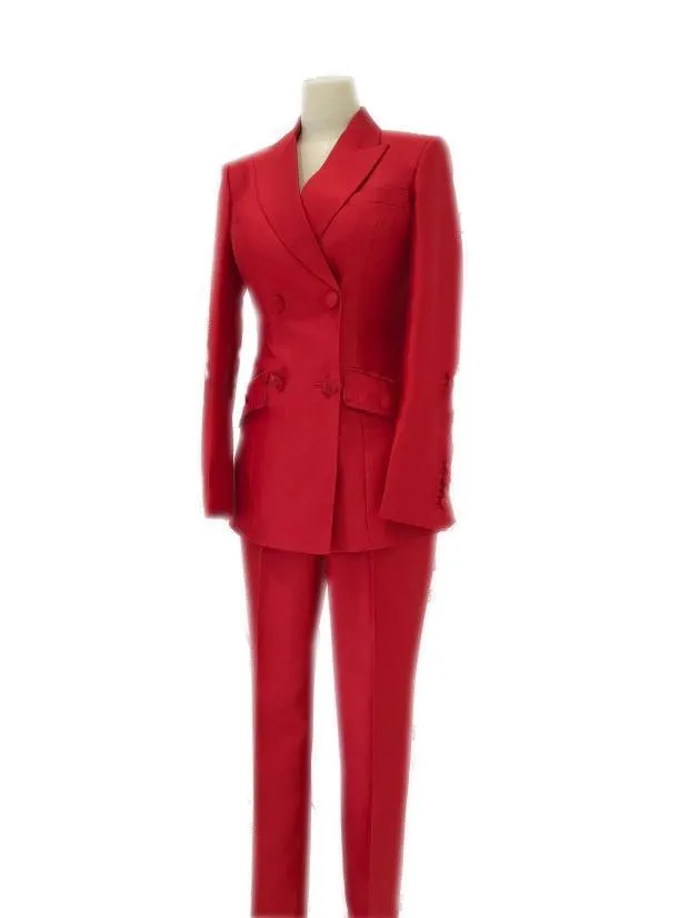 Double-Breasted Business Pantsuit - Women Trouser Suits - Trouser Suit