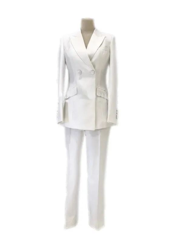 Double-Breasted Business Pantsuit - Women Trouser Suits - Trouser Suit