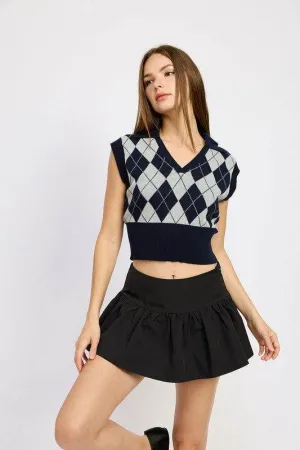 Emory Park Argyle Cropped Vest