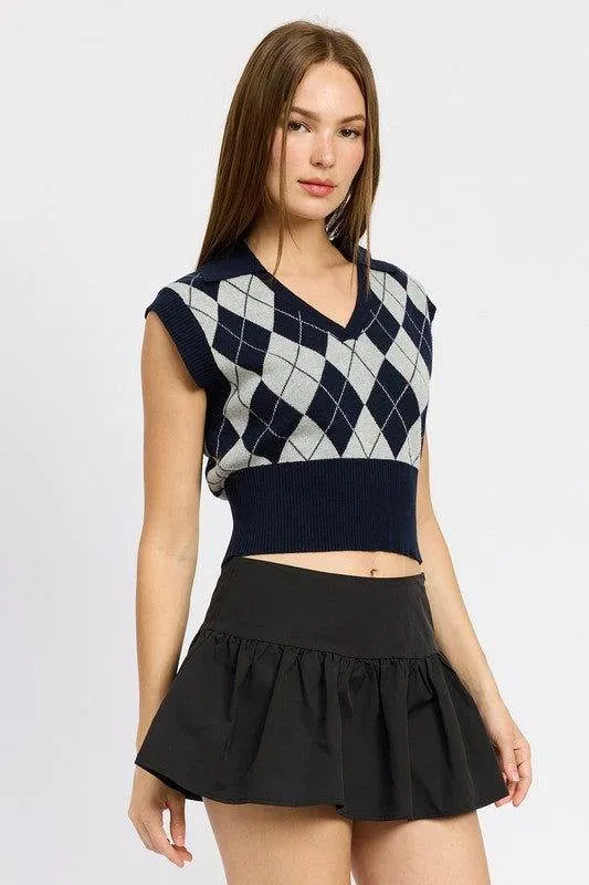 Emory Park Argyle Cropped Vest