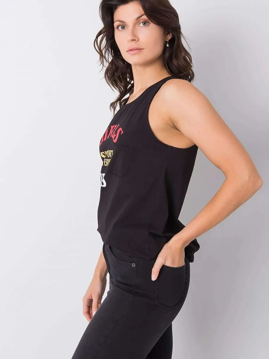 Extended Cut Black Tank Top Fancy