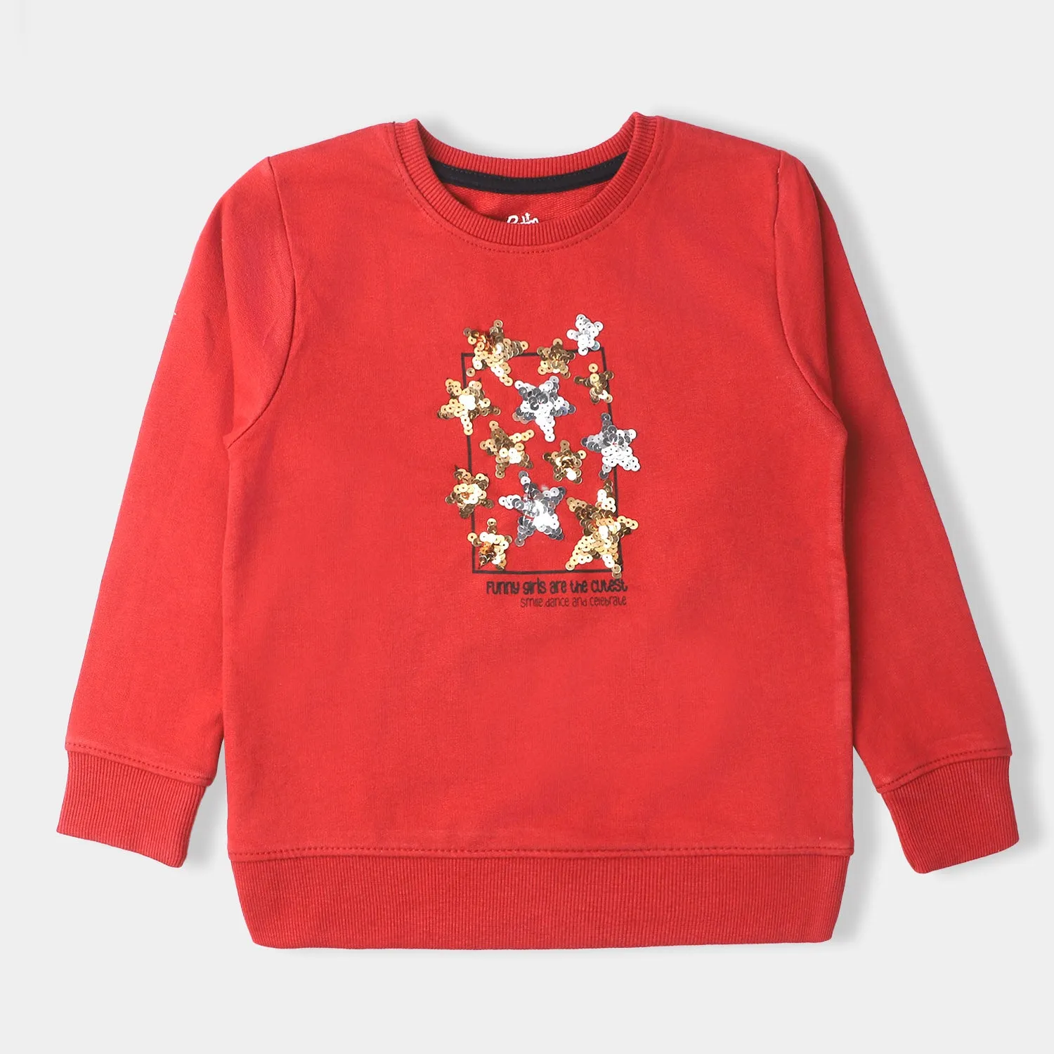 Girls Cotton Terry Sweatshirt Stars-Lava Falls