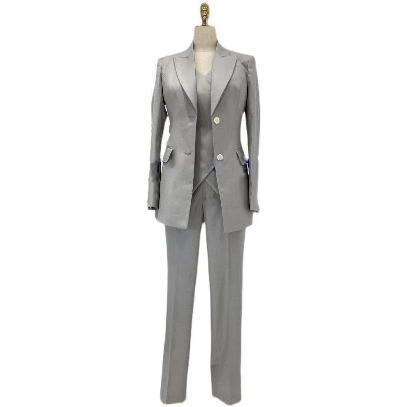 Grey 3-Piece Pantsuit - Women Trouser Suits - Trouser Suit