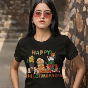 Halloween Thanksgiving Christmas Shirt, Happy HalloThanksMas Sweatshirts, Happy Hallothanksmas Shirts, Funny Halloween Shirt, Christmas