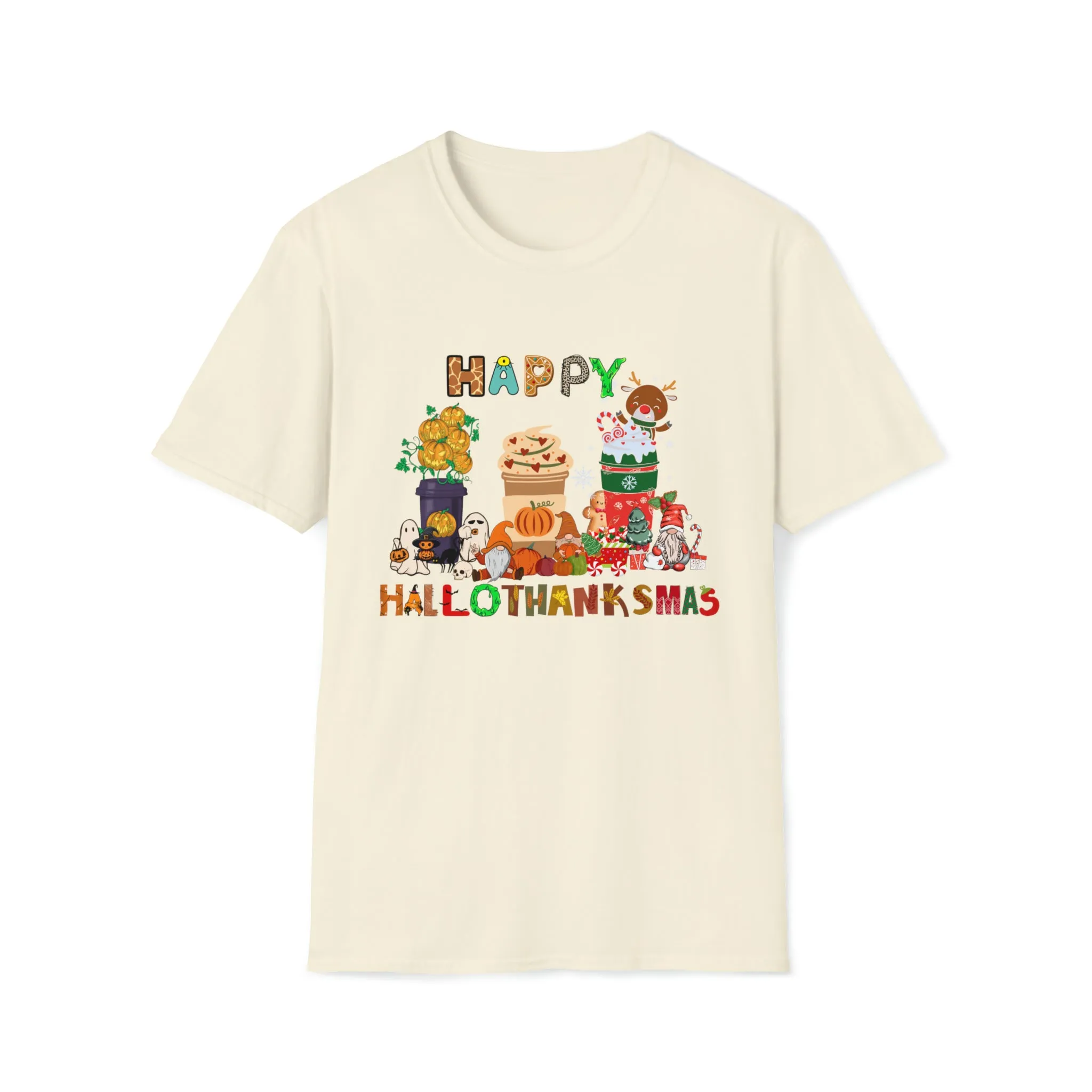 Halloween Thanksgiving Christmas Shirt, Happy HalloThanksMas Sweatshirts, Happy Hallothanksmas Shirts, Funny Halloween Shirt, Christmas