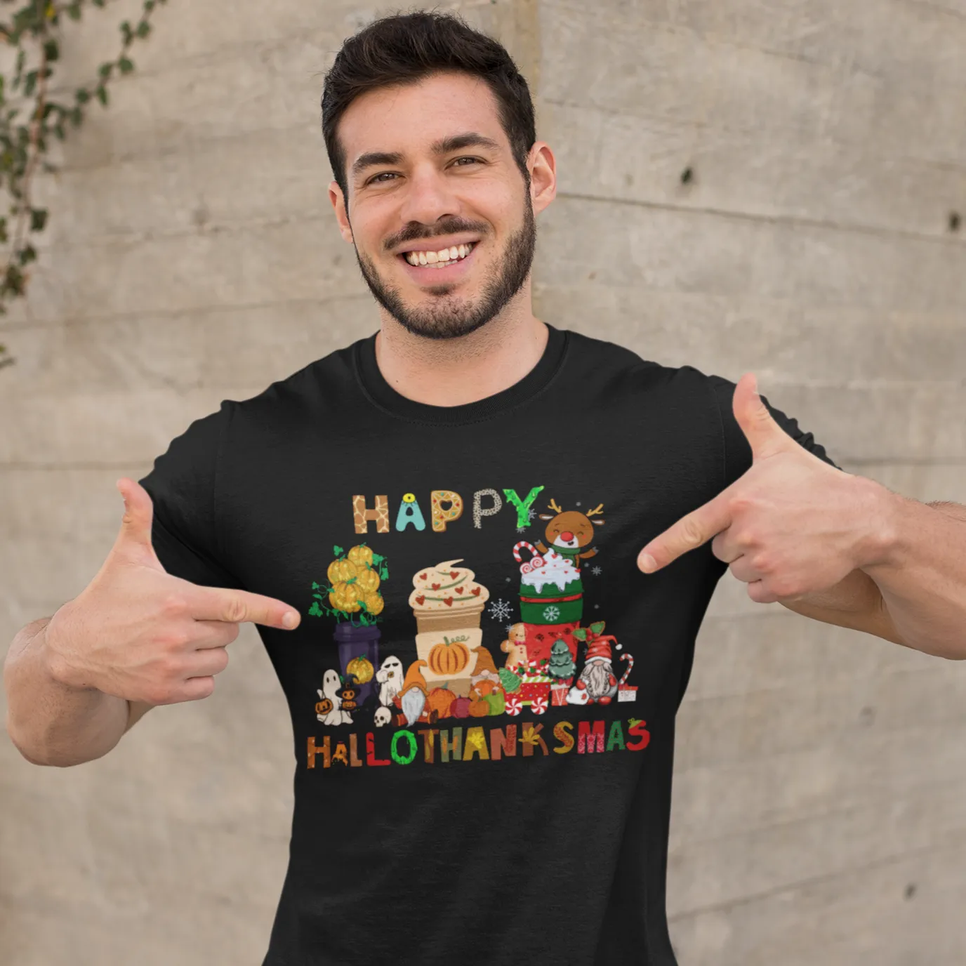 Halloween Thanksgiving Christmas Shirt, Happy HalloThanksMas Sweatshirts, Happy Hallothanksmas Shirts, Funny Halloween Shirt, Christmas