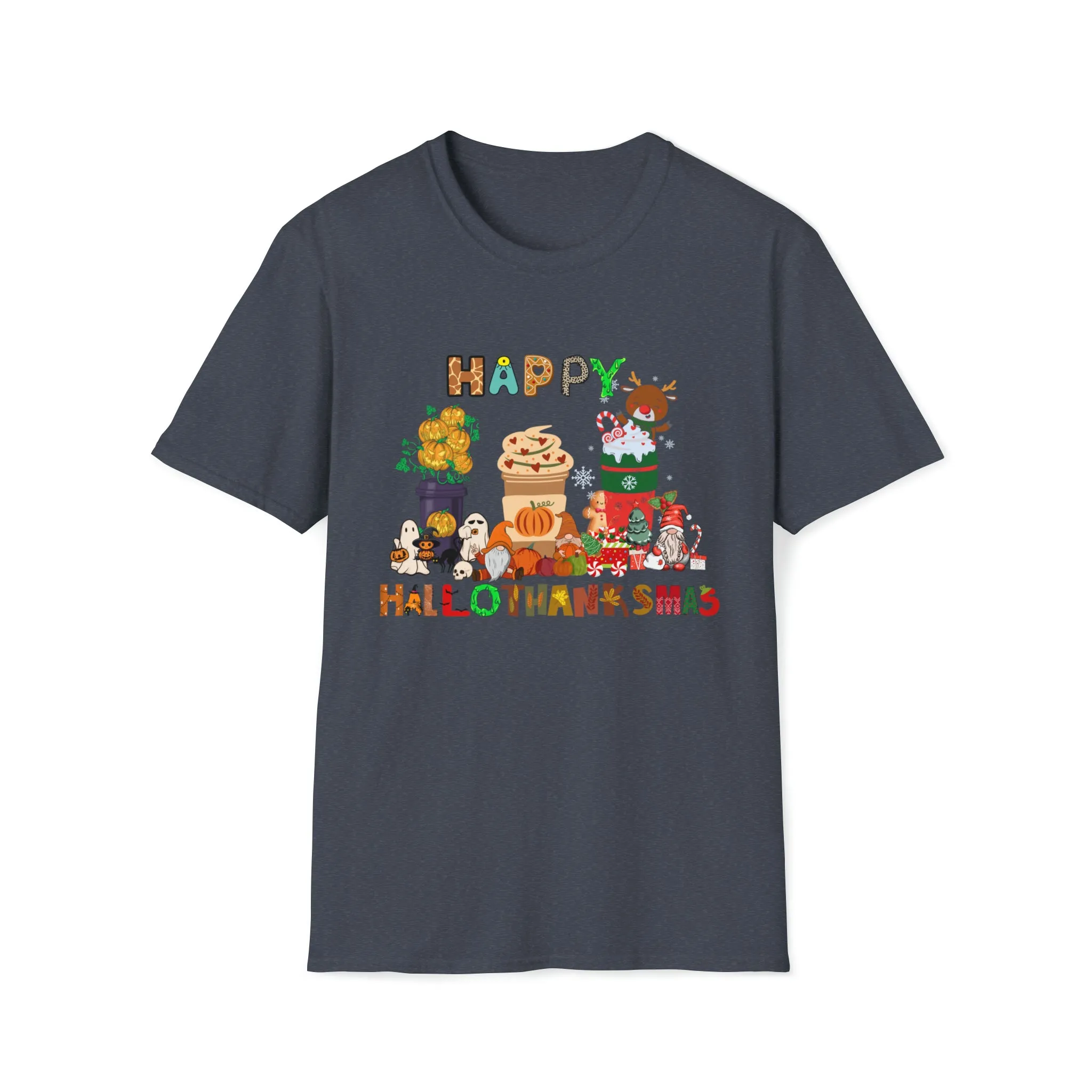 Halloween Thanksgiving Christmas Shirt, Happy HalloThanksMas Sweatshirts, Happy Hallothanksmas Shirts, Funny Halloween Shirt, Christmas