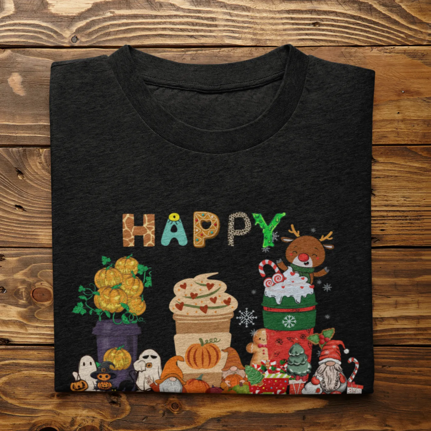 Halloween Thanksgiving Christmas Shirt, Happy HalloThanksMas Sweatshirts, Happy Hallothanksmas Shirts, Funny Halloween Shirt, Christmas