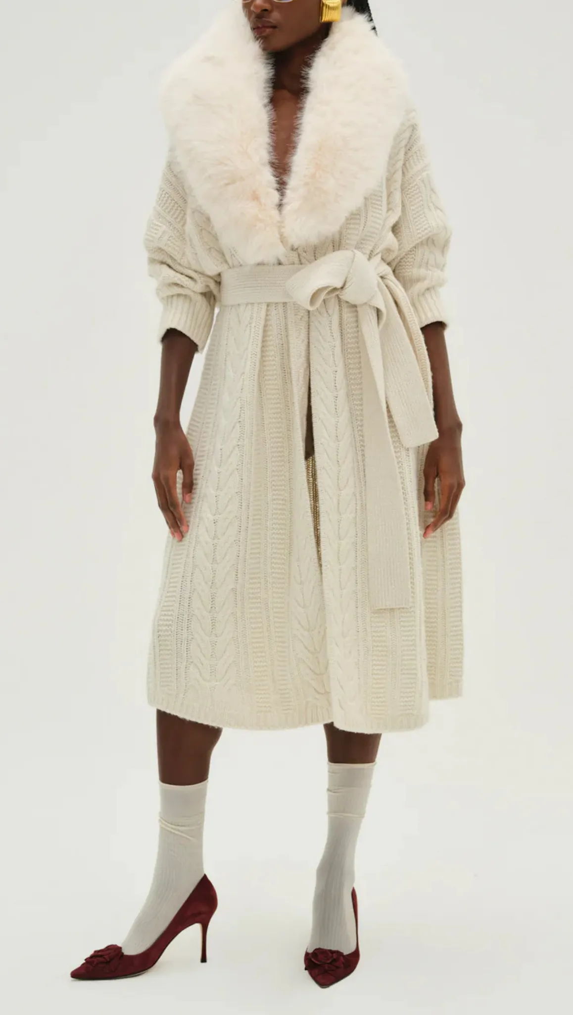 Helena Oversized Knit Coat - Cream