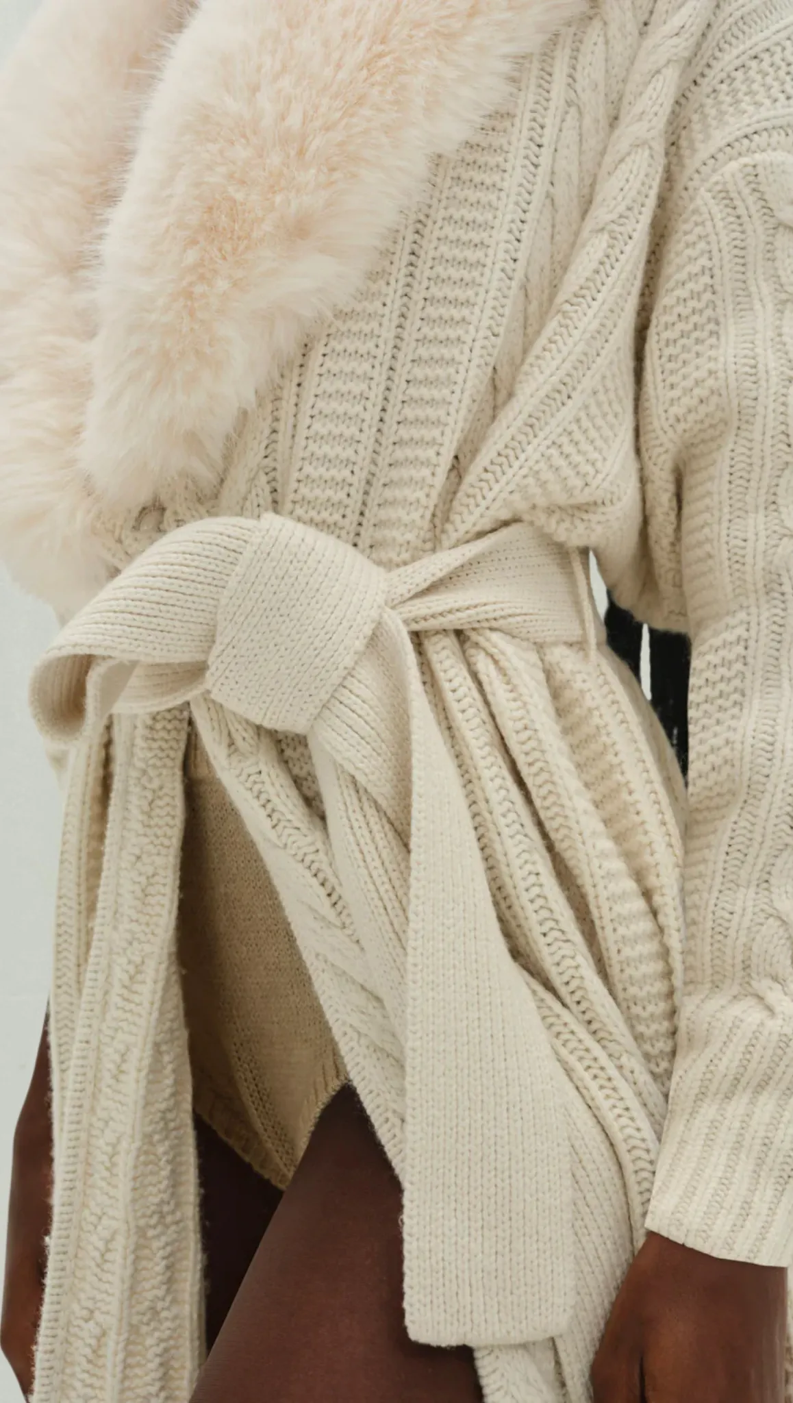 Helena Oversized Knit Coat - Cream