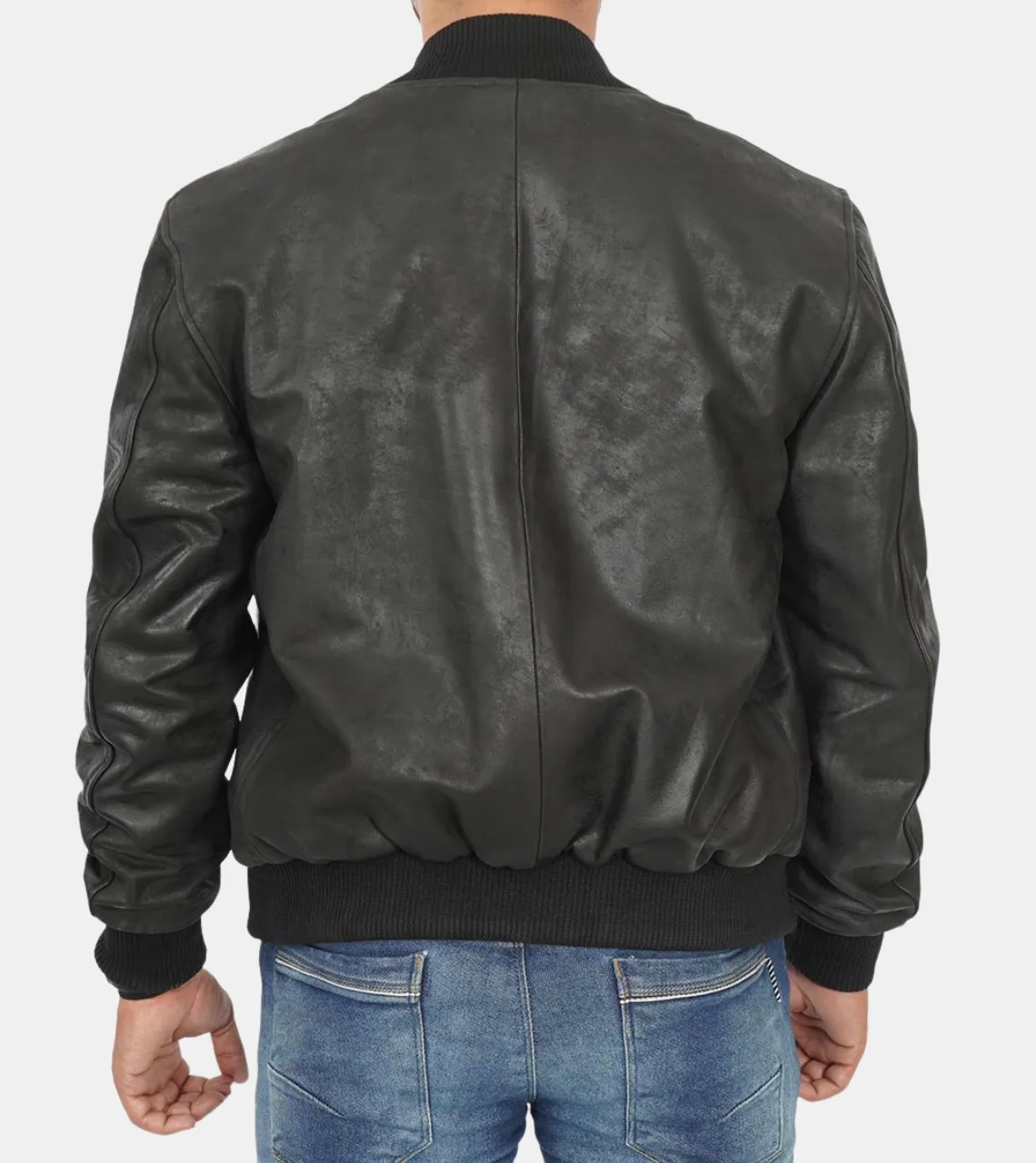 Jude Men's Black Bomber Leather Jacket