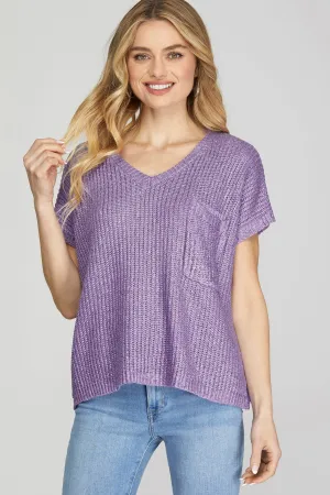 Lost in Love Metallic Short Sleeve Sweater