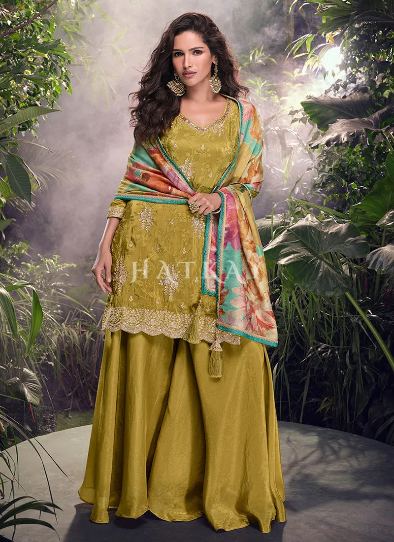 Mehendi Green Wedding Sharara Suit