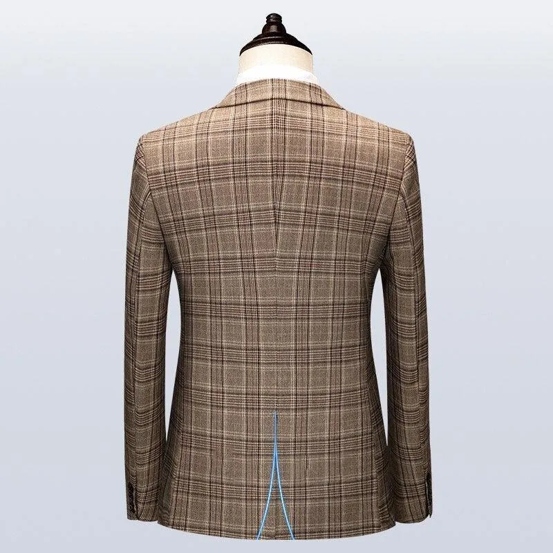 Men Suit - Boglioli Brown Plaid 3-Piece Suit