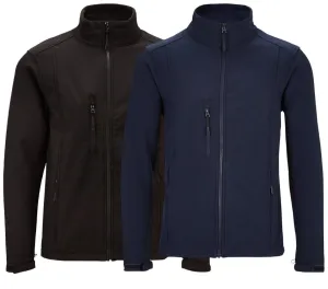 Mens Black / Navy Softshell Fleece Lined Water Repellent Jackets