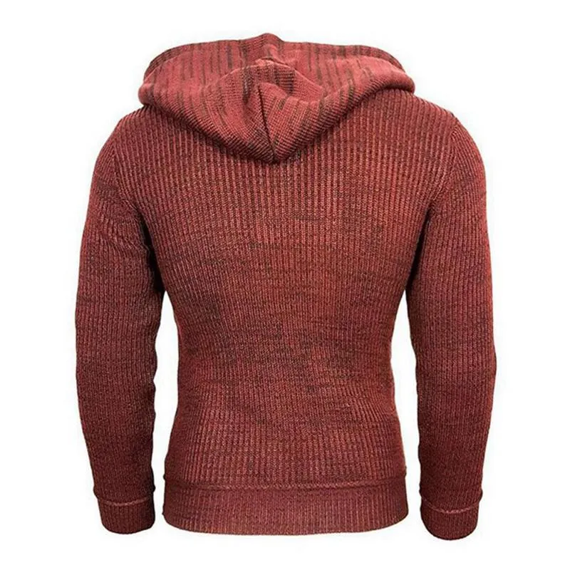 Men's Casual Hooded Long-Sleeved Pullover Knitted Hoodie 17002971M