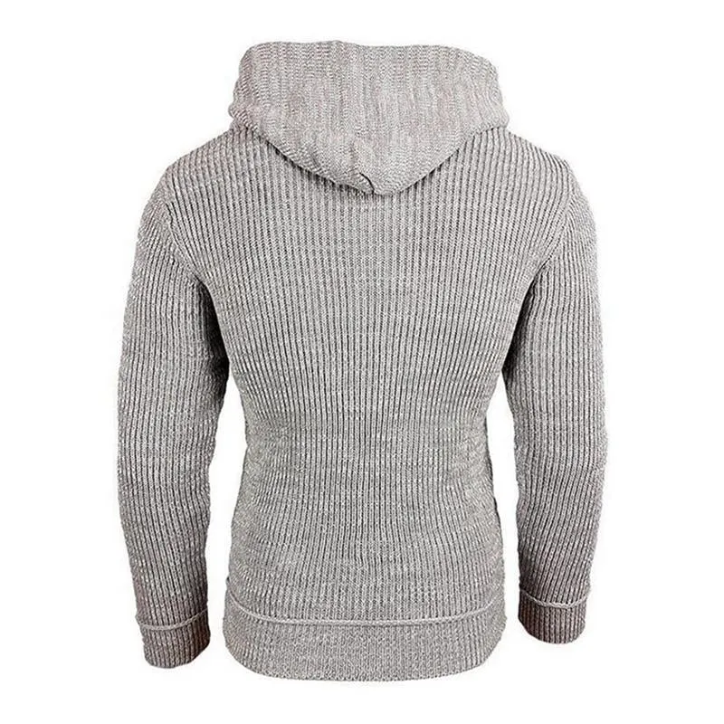 Men's Casual Hooded Long-Sleeved Pullover Knitted Hoodie 17002971M