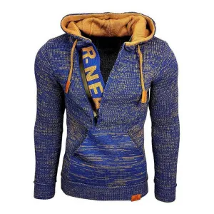 Men's Casual Hooded Long-Sleeved Pullover Knitted Hoodie 17002971M