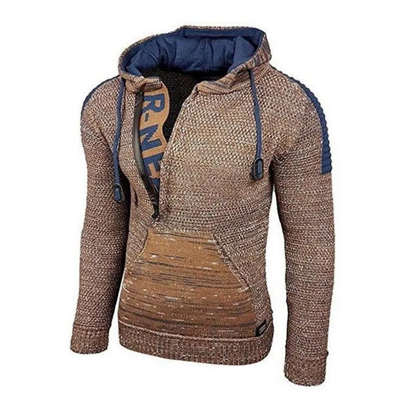 Men's Casual Hooded Long-Sleeved Pullover Knitted Hoodie 17002971M