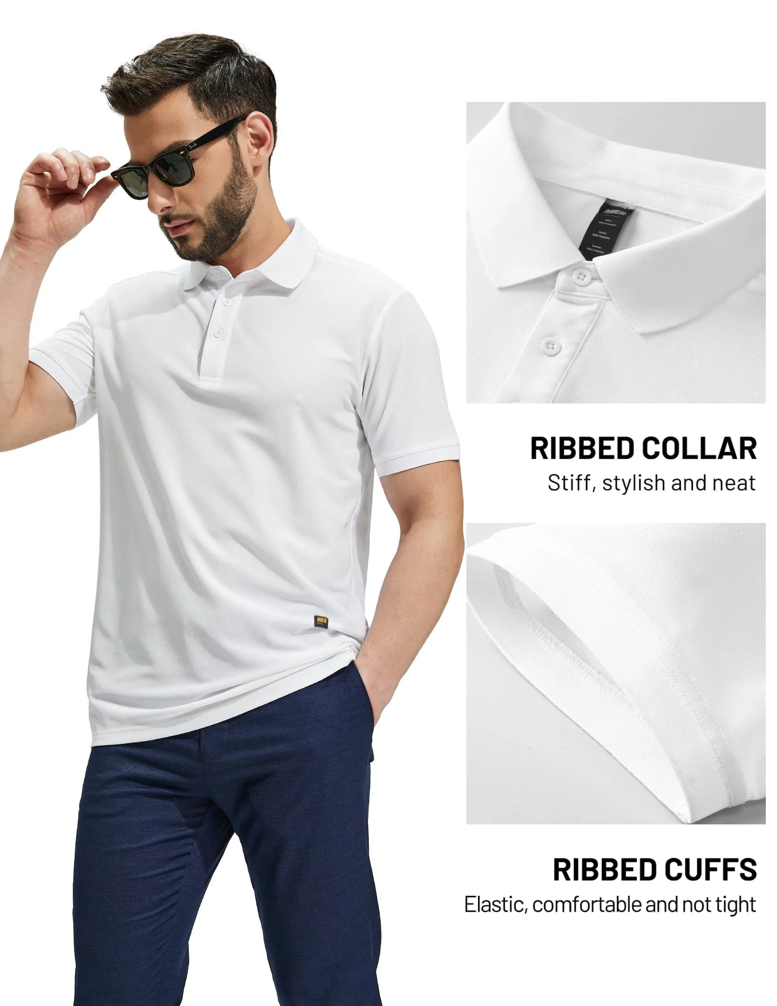 Men's Golf Polo Shirts Regular-fit Casual Collared T-Shirts