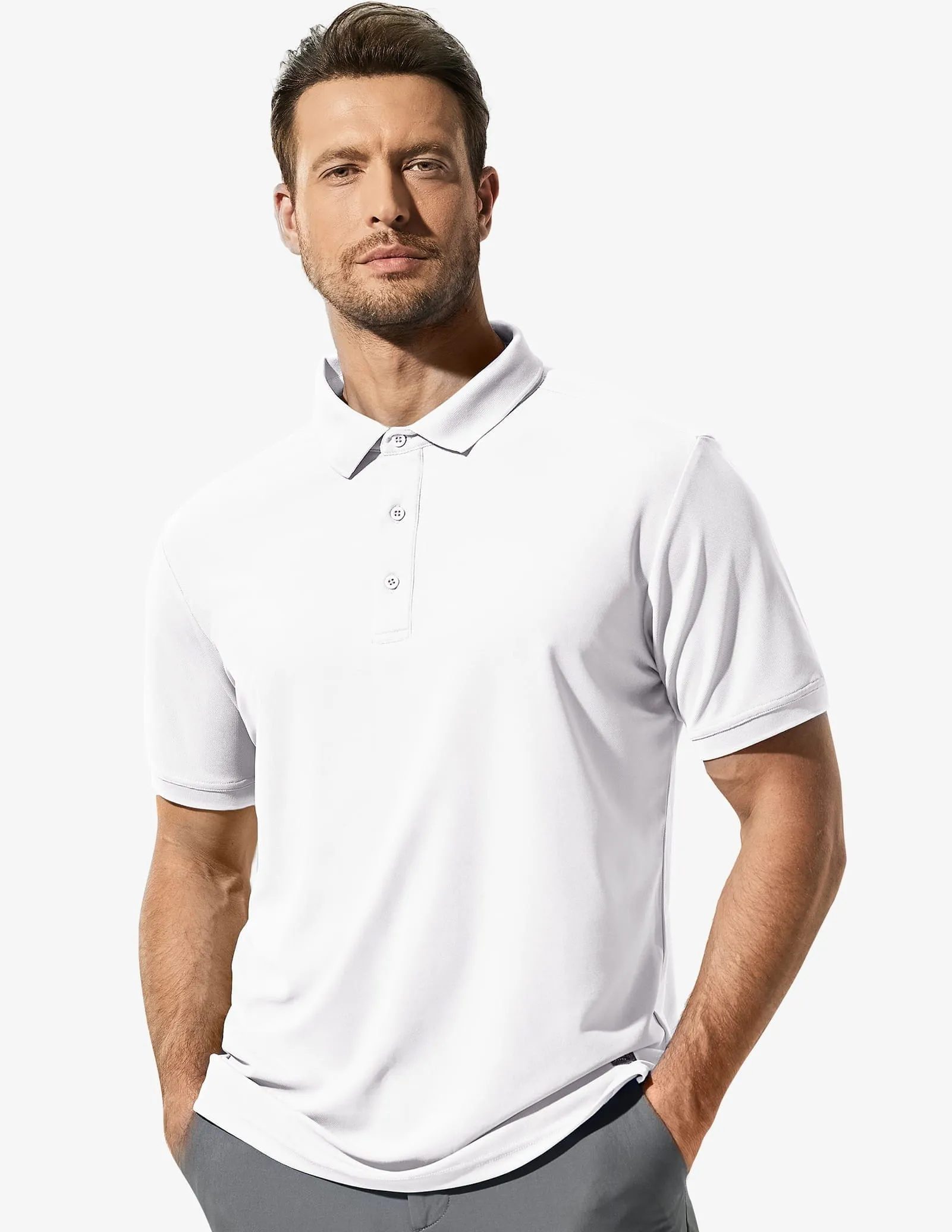 Men's Golf Polo Shirts Regular-fit Casual Collared T-Shirts