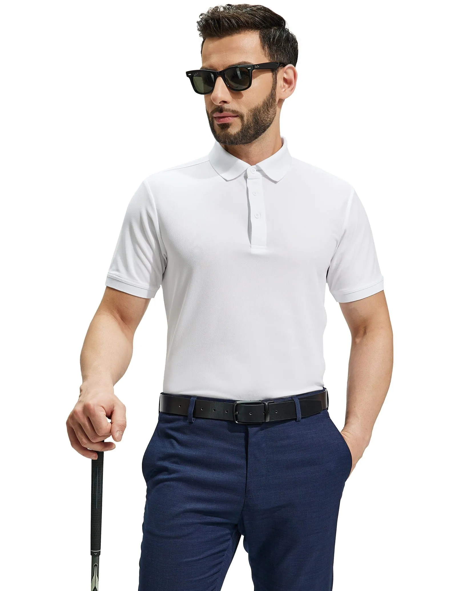 Men's Golf Polo Shirts Regular-fit Casual Collared T-Shirts