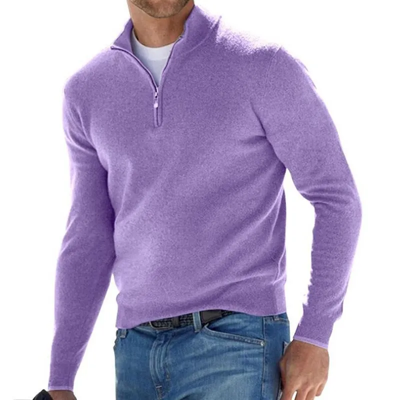 Men's Solid Color Zip Pullover Sweater 80501121X