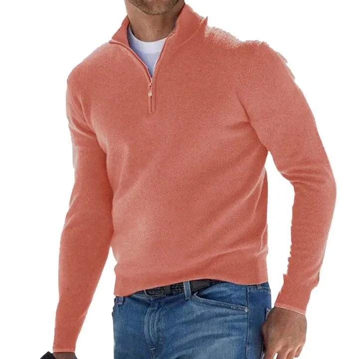 Men's Solid Color Zip Pullover Sweater 80501121X