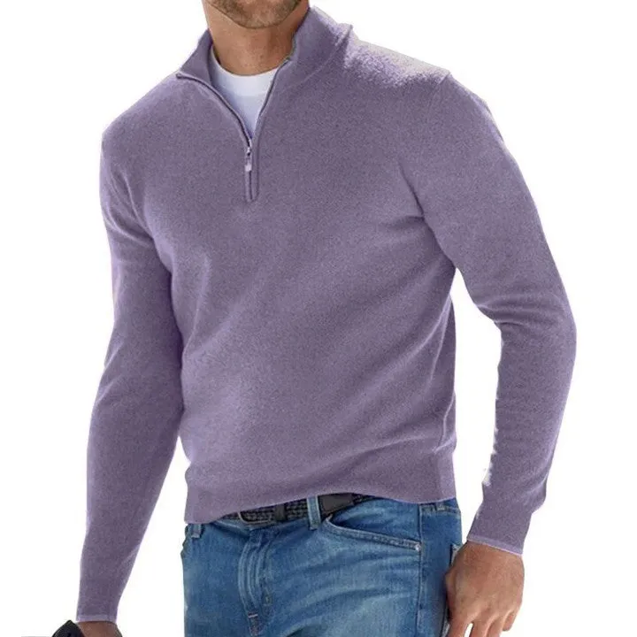 Men's Solid Color Zip Pullover Sweater 80501121X