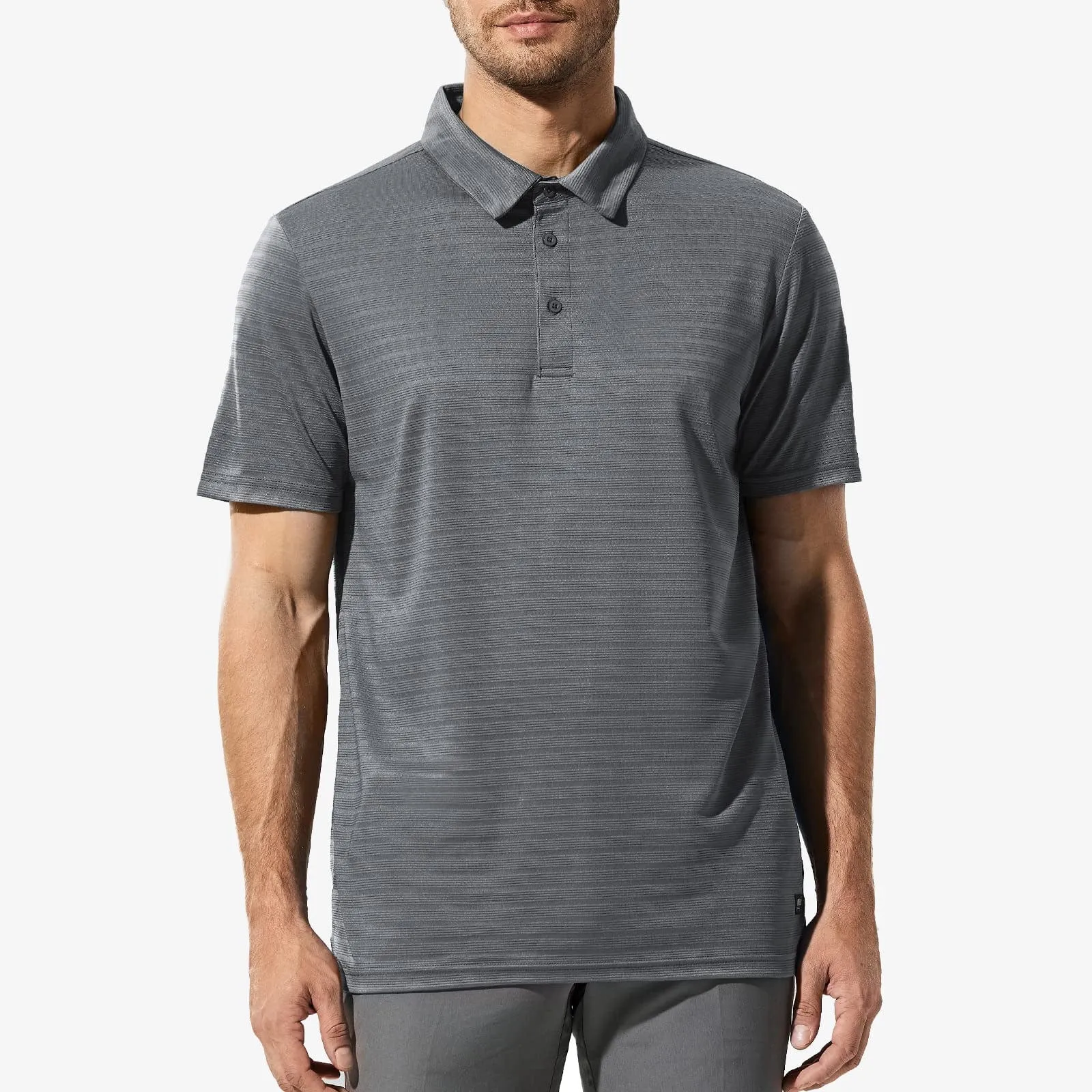 Men's Striped Polo Shirts Quick Dry Casual Golf Collared Shirt