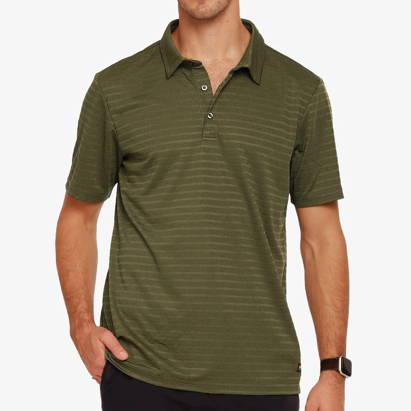 Men's Striped Polo Shirts Quick Dry Casual Golf Collared Shirt