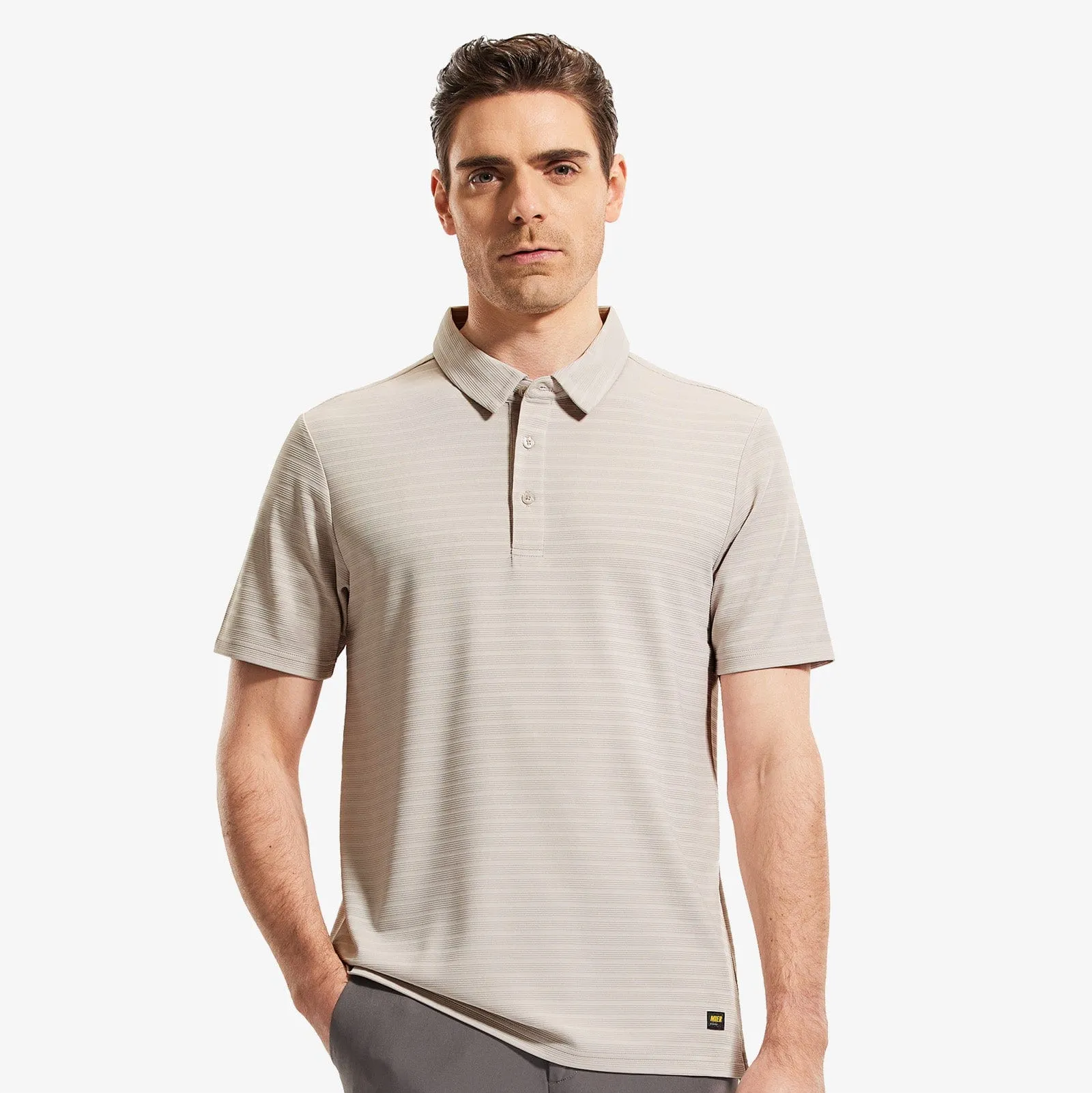 Men's Striped Polo Shirts Quick Dry Casual Golf Collared Shirt