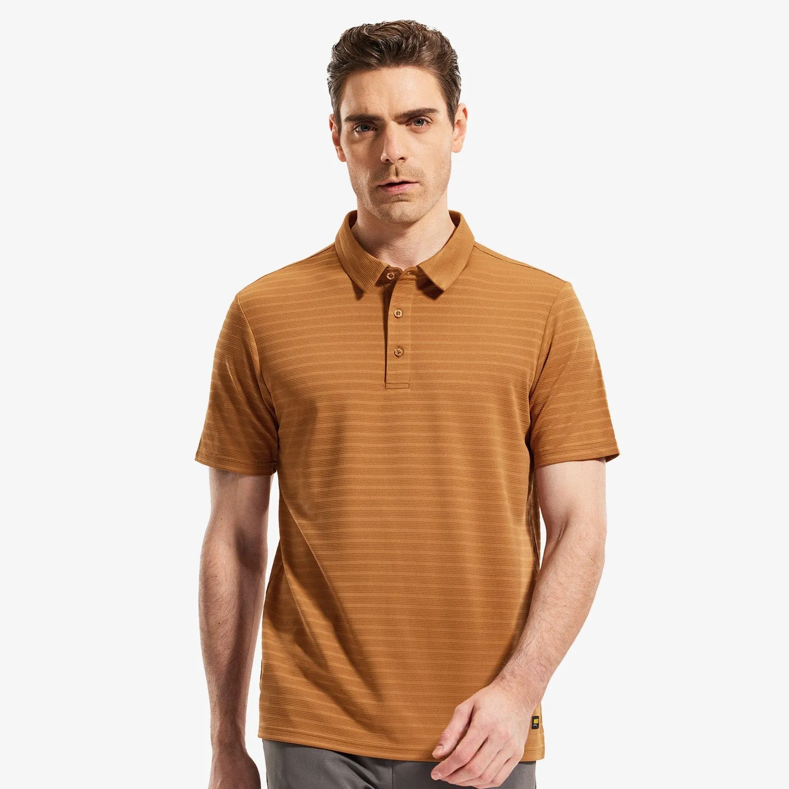 Men's Striped Polo Shirts Quick Dry Casual Golf Collared Shirt