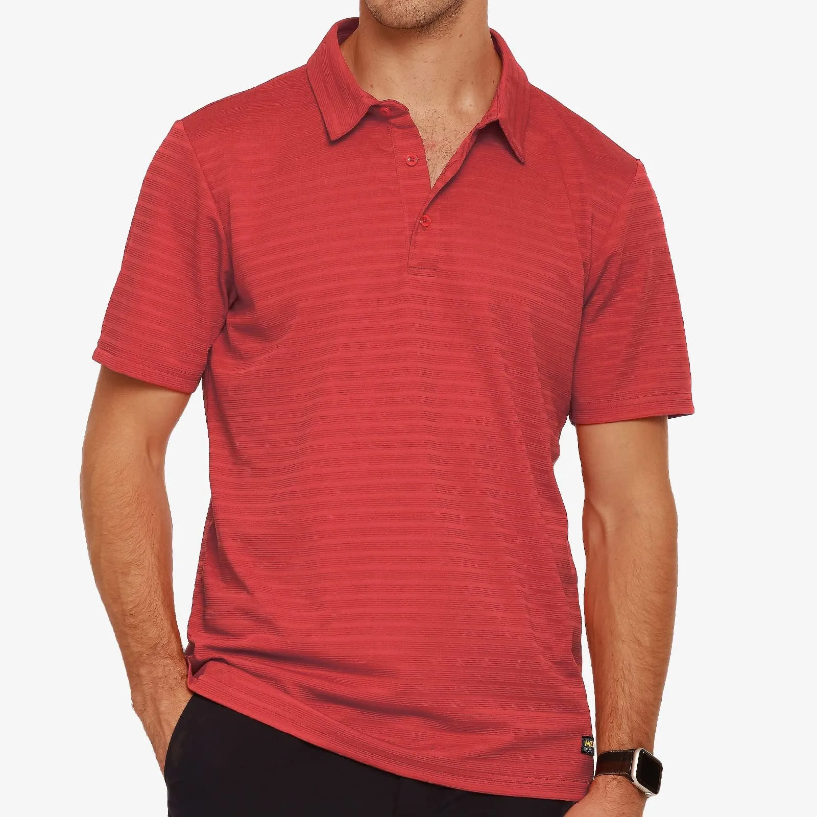 Men's Striped Polo Shirts Quick Dry Casual Golf Collared Shirt