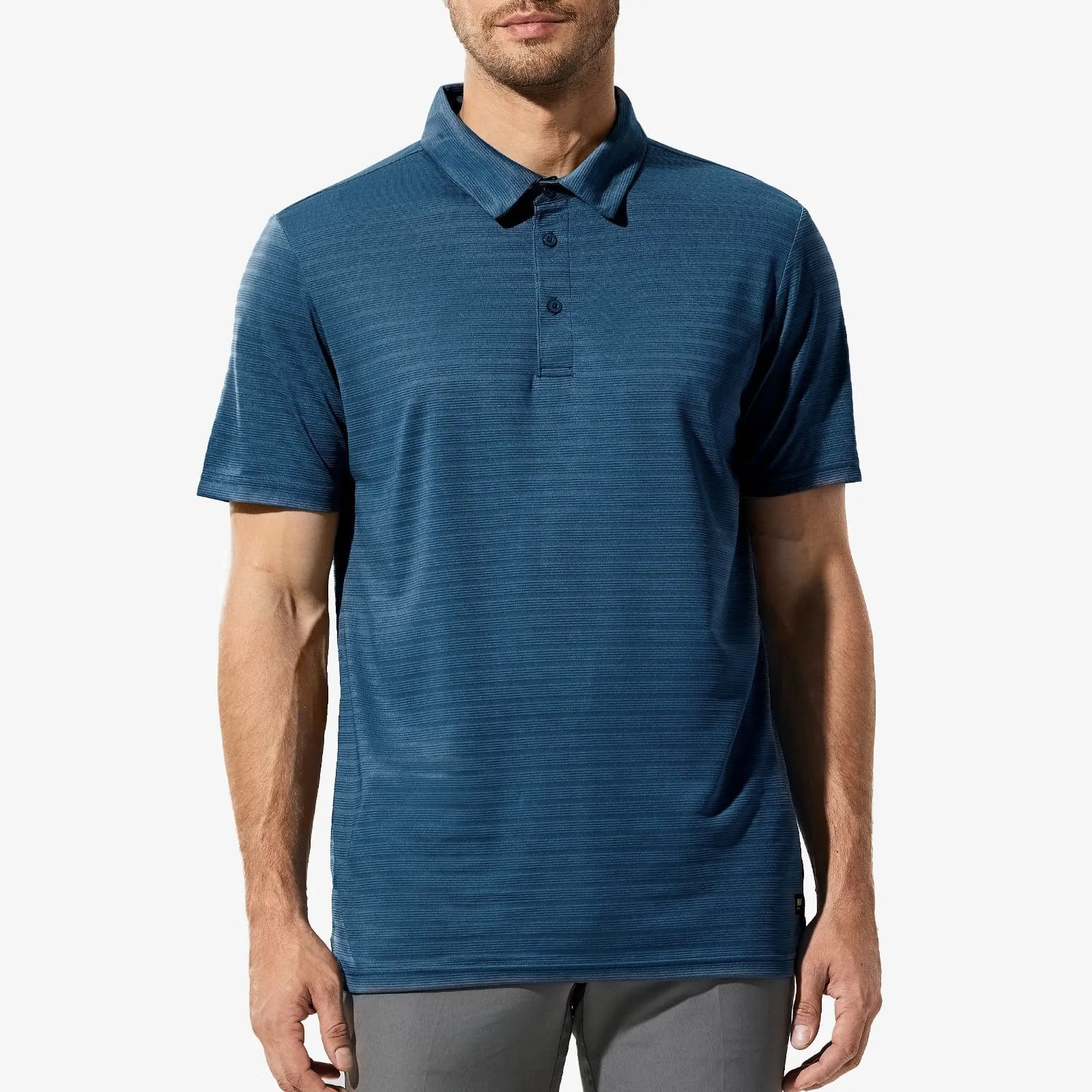 Men's Striped Polo Shirts Quick Dry Casual Golf Collared Shirt