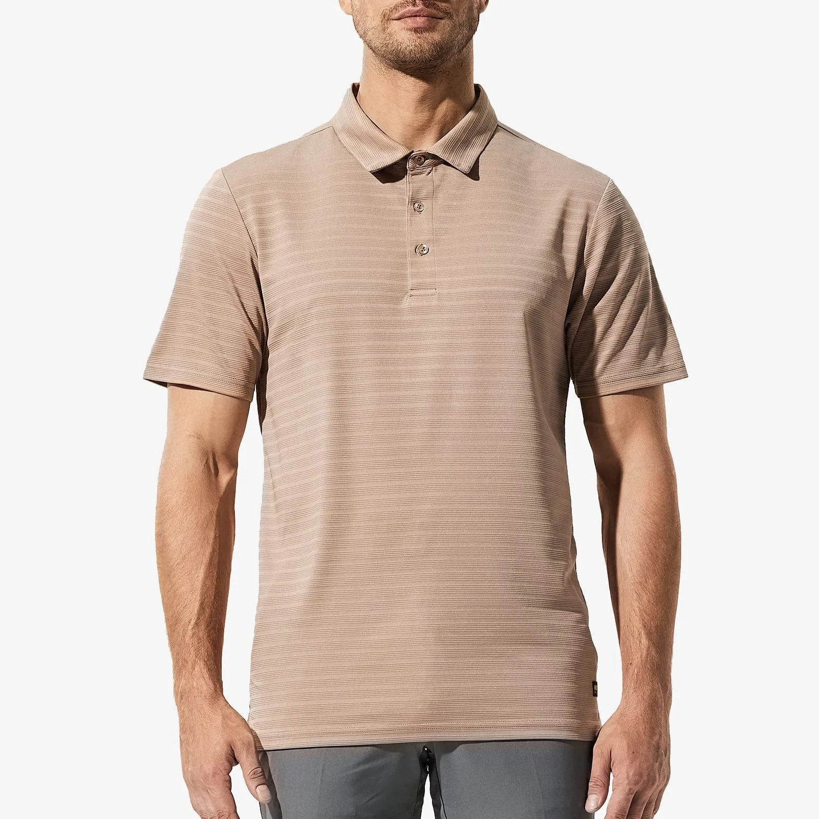 Men's Striped Polo Shirts Quick Dry Casual Golf Collared Shirt