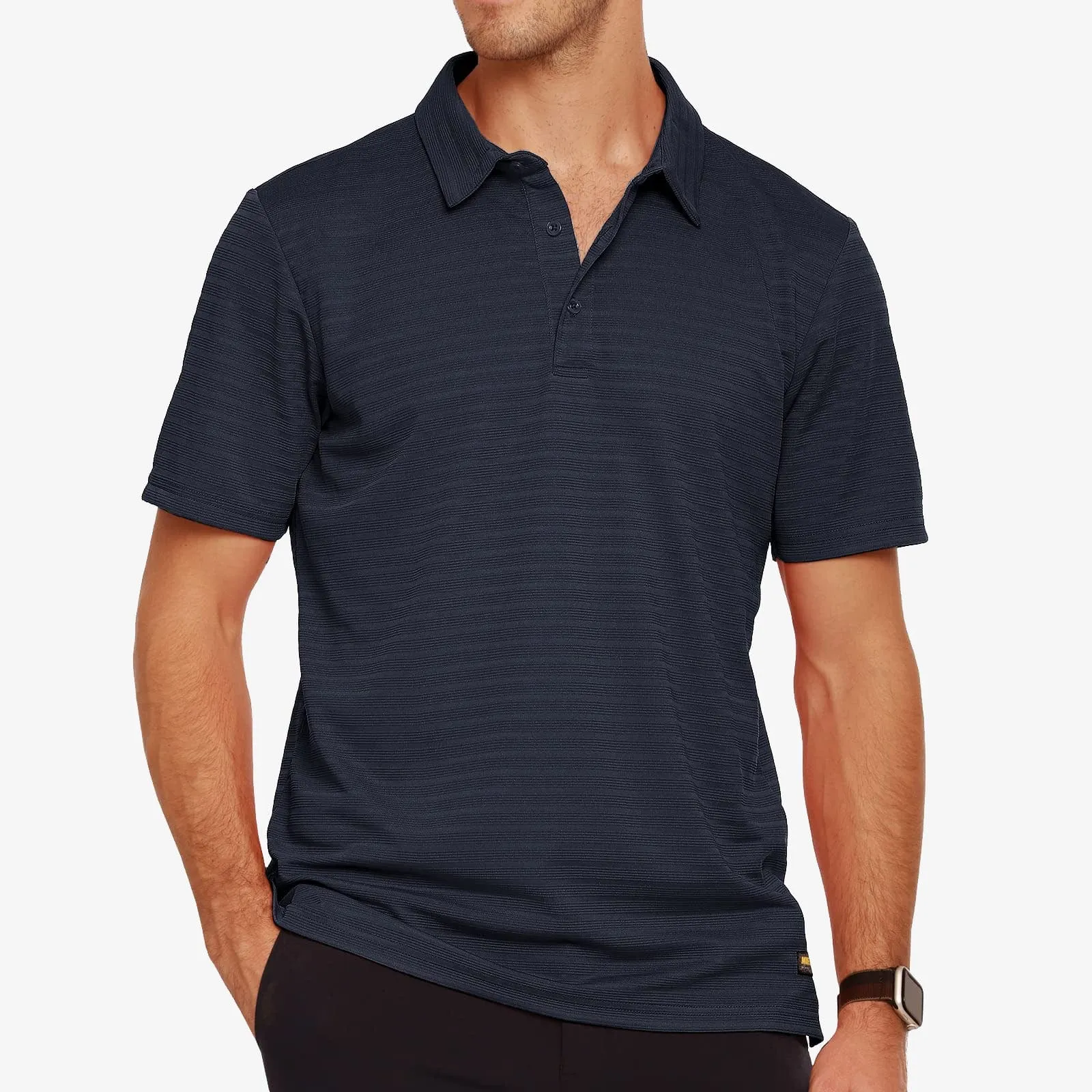 Men's Striped Polo Shirts Quick Dry Casual Golf Collared Shirt