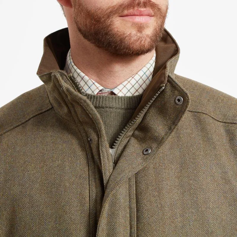 Schoffel Ptarmigan Classic GORE-TEX Mens Tweed Shooting Coat - Loden Green Herringbone Tweed