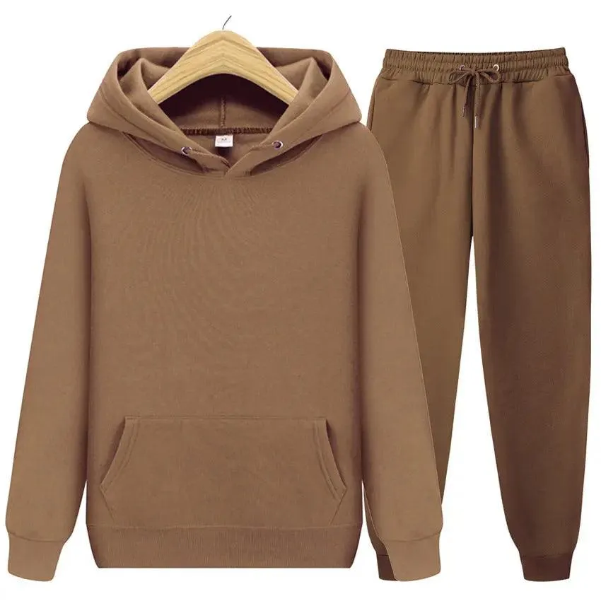 Stay Cozy and Stylish with Our Latest Unisex Solid Color Hoodie Sweat Suit