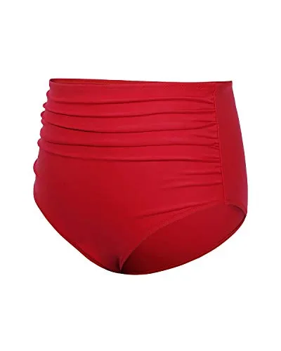 Stylish High Waisted Bikini Bottom For Women-Red